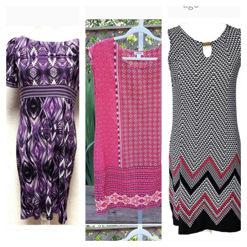 3 Dress Bundle Size Small Purple, Pink, Black and Whie